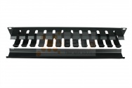 Organizator kabli 1U 19", grzebieniowy z pokrywą, metalowy